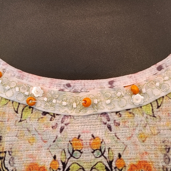 Alberto Makali Vintage Retro Style Printed Top Attached Crochet Vest MEDIUM - Picture 5 of 11